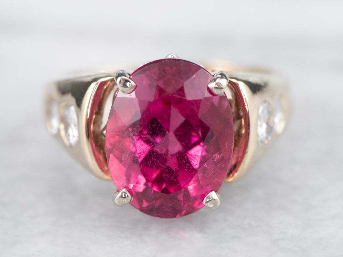 Rosa Turmalin Und Diamant Cocktail Ring, Großer Schmuck, Jahrestag Ring 0J1Av4U6 von MSJewelers