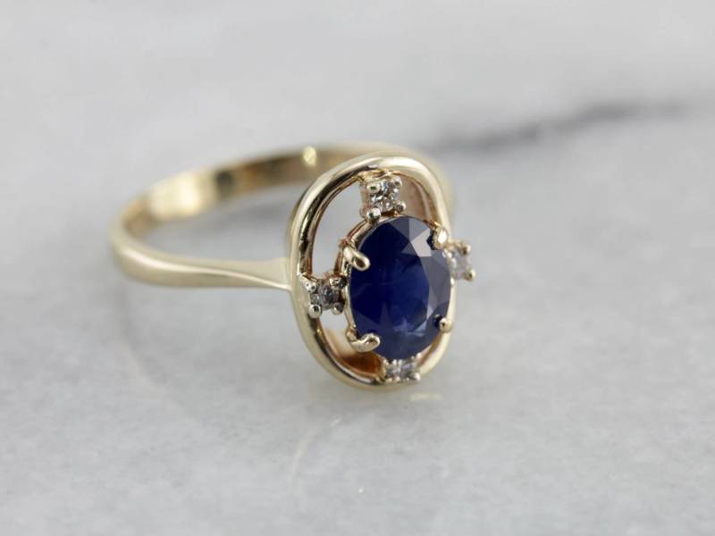 Saphir Und Diamant-Cocktail-Ring in Gelb Gold Ejp0H8-N von MSJewelers