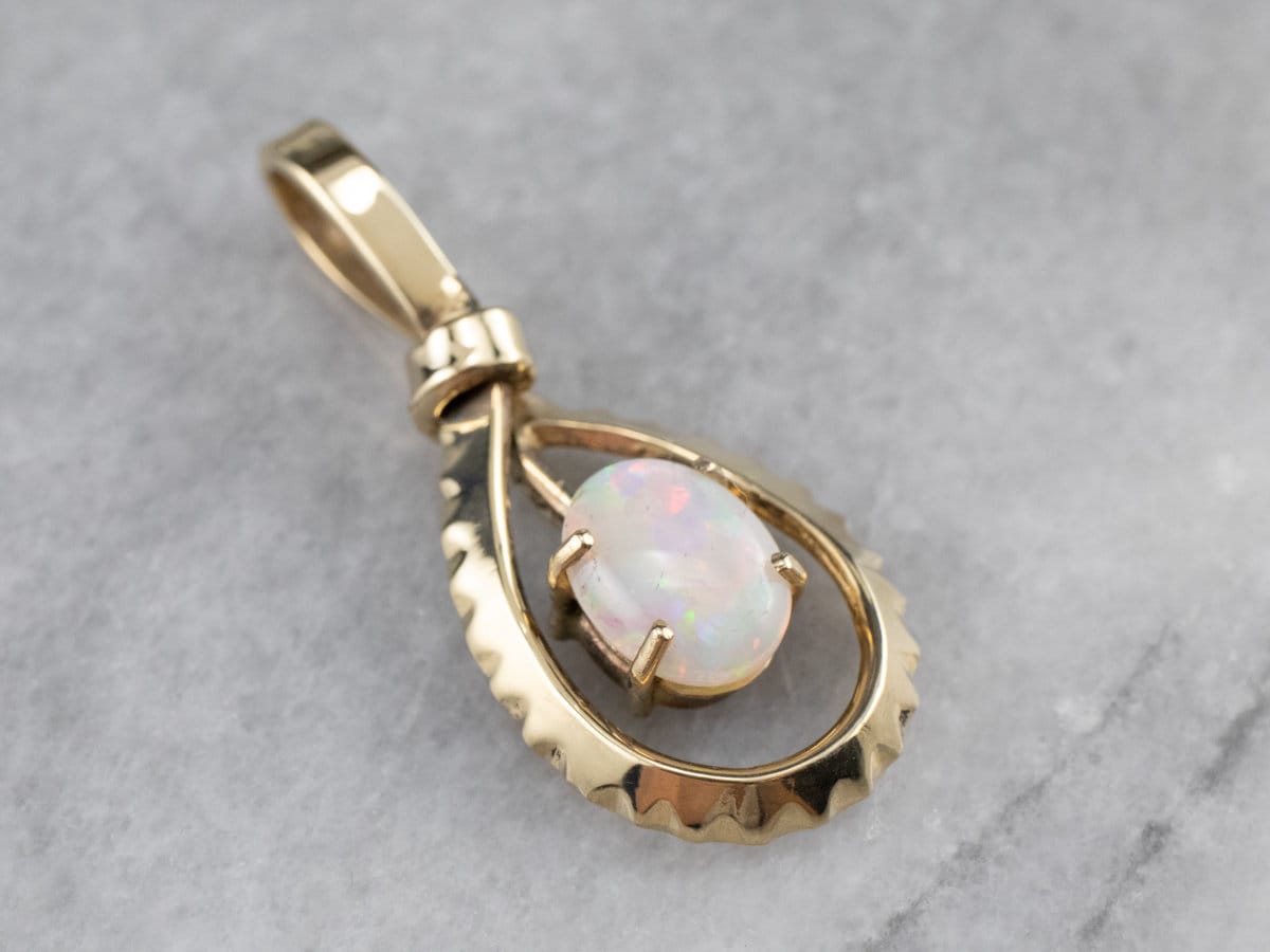 Tropfen Opal Anhänger, Grüner Gold 14K Grüngold Layering Oktober Geburtsstein, Geschenke Für Sie C32P0Eqw von MSJewelers