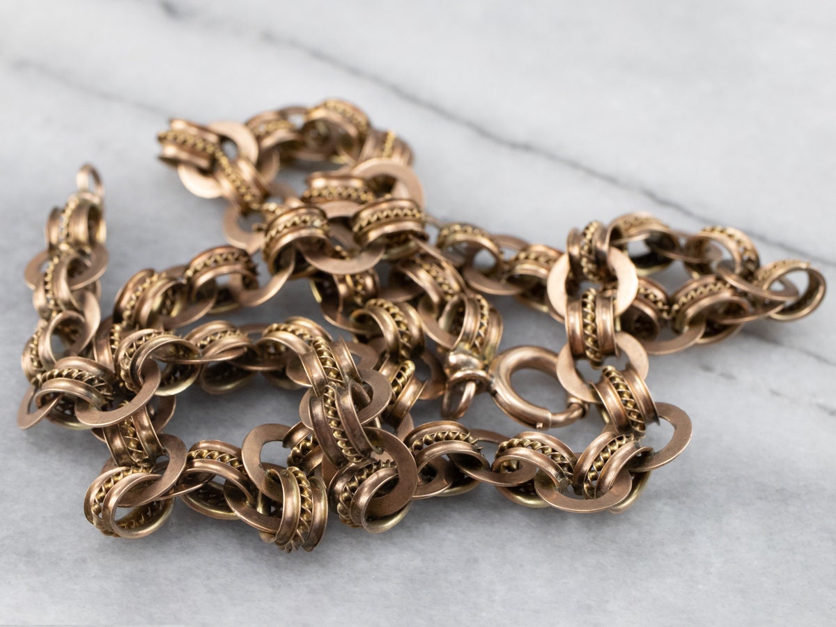 Victorian Gold Spezialität Kette, Ausgefallene 10K Goldkette, Statement Layering Halskette, 21 Zoll Nachlass Schmuck Y81Lwqvy von MSJewelers