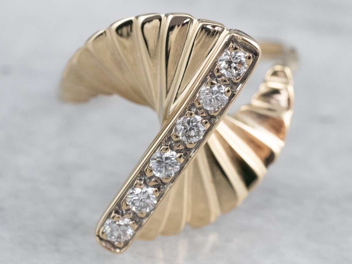 Vintage Diamant Statement Ring, Gelbgold Diamant-Ring, Akkordeon Sty Diamant-Jubiläum, Geschenke Für Sie, Diamant-Schmuck Aqa2Rfvr von MSJewelers