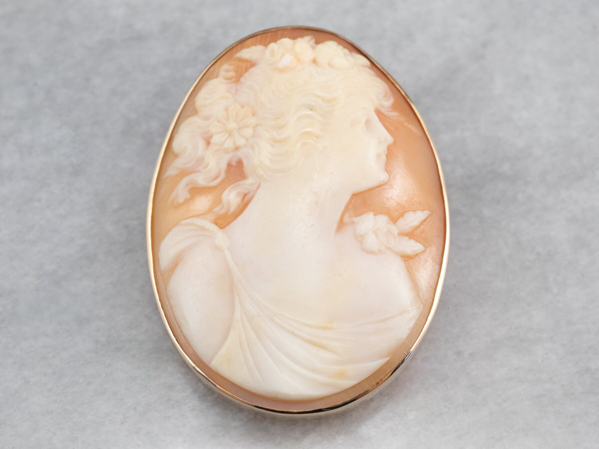 Vintage Gold Cameo Anhänger Oder Pin, Ovale Cameo-Anhänger, Brosche, Schichtung Anhänger, Schmuck, Geburtstagsgeschenk, Immobilien Schmuck X5Fqc227 von MSJewelers