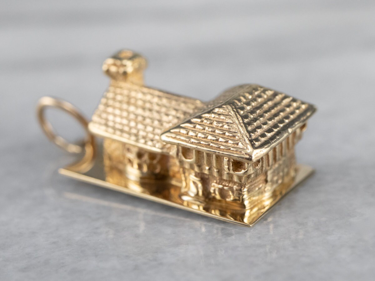 Vintage Gold Haus Charme, Housewarminggeschenk, 14K Charm Anhänger, Unisex Geschenk, Sammler 96N17Ze7 von MSJewelers