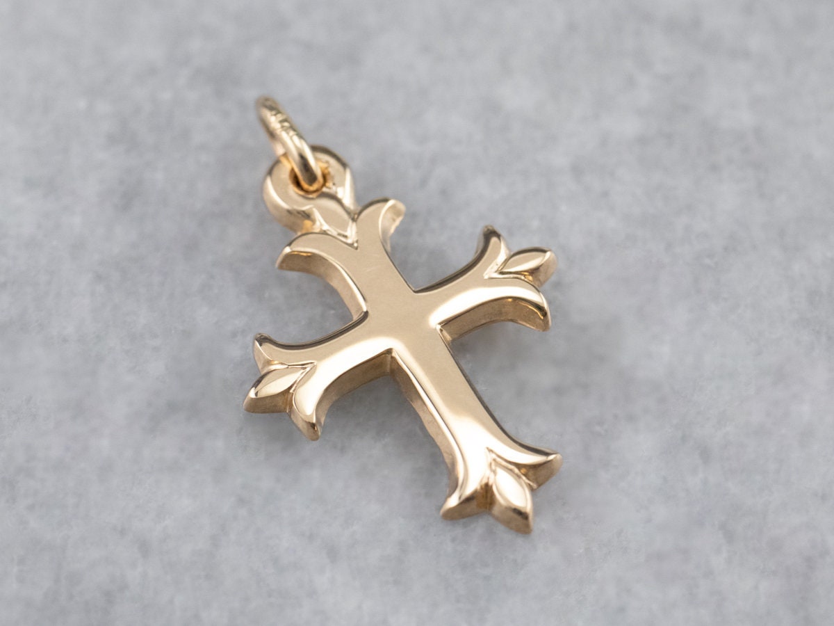 Vintage Gold Kreuz Anhänger, Gelbgold Kreuz, Unisex Religiösen Schmuck, Religiöse Geschenk, Braut Schmuck Ramj7Jre von MSJewelers