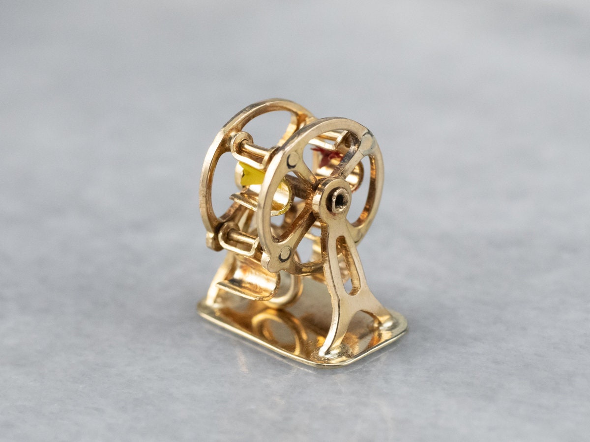 Vintage Gold Riesenrad Charm, Beweglicher Fun Fair Karneval Freizeitpark R70xzjew von MSJewelers