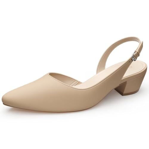 MSKFZEK Damen Low Heel Slingback Pumps, Hautfarben, 37.5 EU MSKFZEK Damen Low Heel Slingback Pumps, Hautfarben, 37.5 EU von MSKFZEK