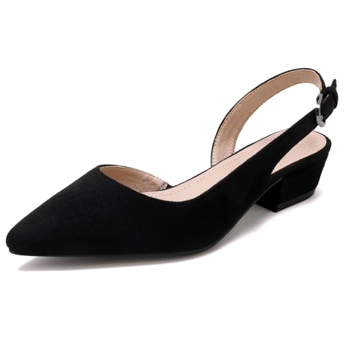 MSKFZEK Damen Low Heel Slingback Pumps, Schwarzes Wildleder, 42 EU MSKFZEK Damen Low Heel Slingback Pumps, Schwarzes Wildleder, 42 EU von MSKFZEK