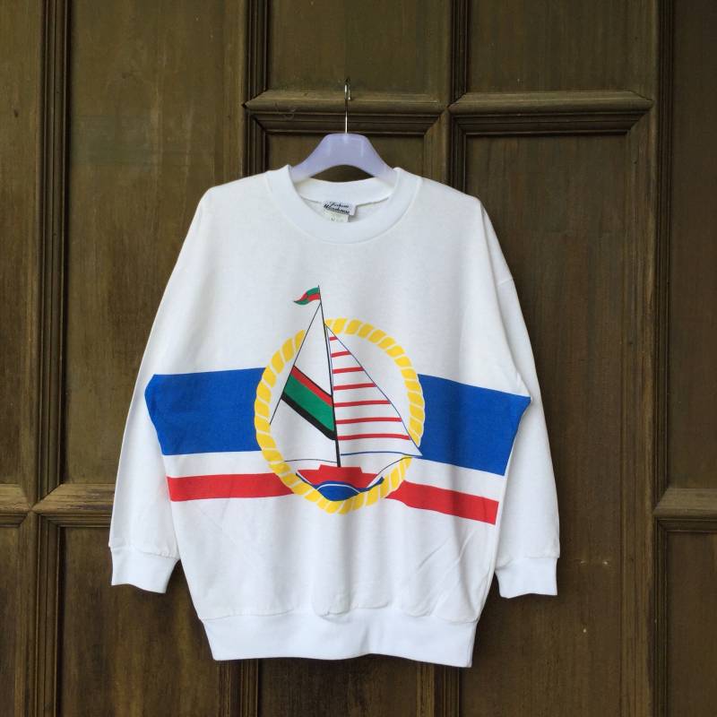 Vintage Segelboot Sweatshirt Farbenfrohes Grafikdesign, Made in Australia | Größe M/L von MSKvintagestore