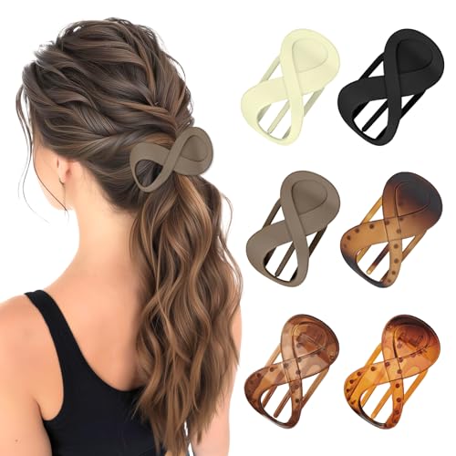 MSLHUB Haarklammern Set Damen, 6 Stück Flache Runde Haarspangen Große für Dünnes, Dickes Haar, Rutschfest Flat Claw Clip Elegante Entenschnabel Haarspange, Französisches und Gebogenes Design(6 Farben) MSLHUB Haarklammern Set Damen, 6 Stück Flache Runde Haarspangen Große für Dünnes, Dickes Haar, Rutschfest Flat Claw Clip Elegante Entenschnabel Haarspange, Französisches und Gebogenes Design(6 Farben) von MSLHUB