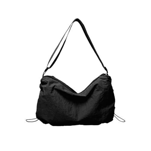 MSLSOZ Umhängetasche Nylon Hobos Crossbody Tasche mit Verstellbarem Gurt Brusttasche Schultertasche für den täglichen Gebrauch, Ultraleicht Taslon Stofftasche für Damen (Schwarz) von MSLSOZ