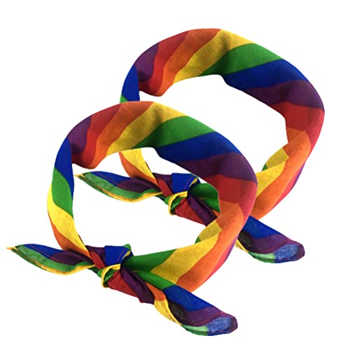 MSLing 2 Stück Regenbogen Bandana Regenbogen Stirnbänder Halstuch Gay Pride Zubehör Kostüm Stirnband Kopftuch Schwule Stolz Party Feier Zubehör von MSLing