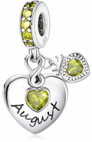 MSPOVOF August Geburtsstein Charm Herz Anhänger 925 Sterling Silber Charms Kompatibel Europäische Armbänder für Damen von MSPOVOF