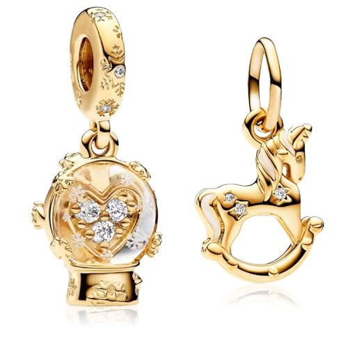 MSPOVOF Christmas Charms Set2-Stück/set 925 Sterling Silber Armbänder Anhänger 5A Cubic Zirconia Christmas Geburtstage Geschenk für Damen von MSPOVOF