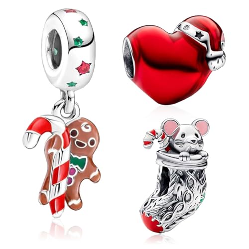 MSPOVOF Christmas Charms Set3-Stück/set A 925 Sterling Silber Armbänder Anhänger 5A Cubic Zirconia Christmas Geburtstage Geschenk für Damen von MSPOVOF