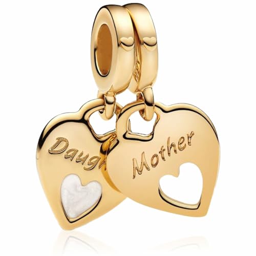 MSPOVOF Doppeltes Herz, geteilter Armreif Charms Bead für Armbänder und Halsketten 925 Sterling Silber für Halloween Geburtstag Weihnachten Mutter Frauen Schmuck Geschenk von MSPOVOF