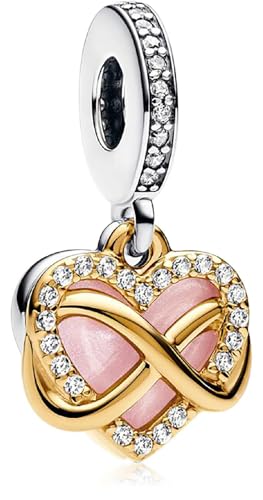 MSPOVOF Funkelndes Unendlichkeitsherz Charm, S925 Sterling Silber Bead, für Armbänder und Halsketten, für Frauen Schmuck Geschenk von MSPOVOF