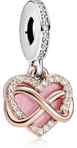 MSPOVOF Funkelndes Unendlichkeitsherz Charms 925 Sterling Silber 5A Zirkonia Anhänger für Armband Halsketten Schmuck Geschenk für Damen Frauen von MSPOVOF