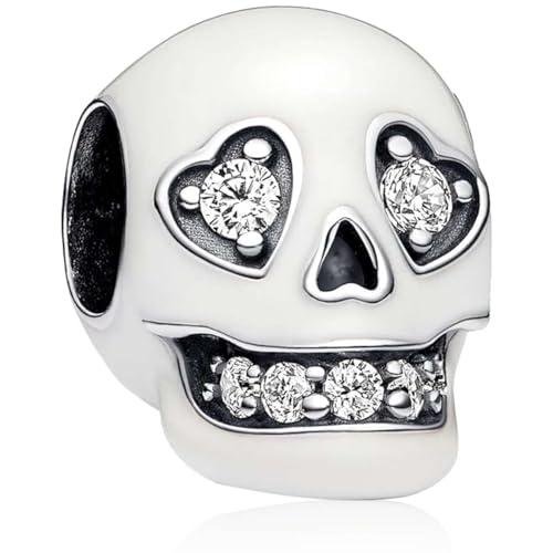 MSPOVOF Halloween Funkelnder Schädel Charms Bead für Armbänder und Halsketten 925 Sterling Silber für Geburtstag Weihnachten Mutter Frauen Schmuck Geschenk von MSPOVOF