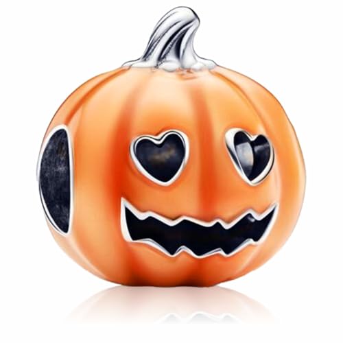 MSPOVOF Halloween Glow-in-the-Dark Kürbis Charms Bead für Armbänder und Halsketten 925 Sterling Silber für Geburtstag Weihnachten Mutter Frauen Schmuck Geschenk von MSPOVOF