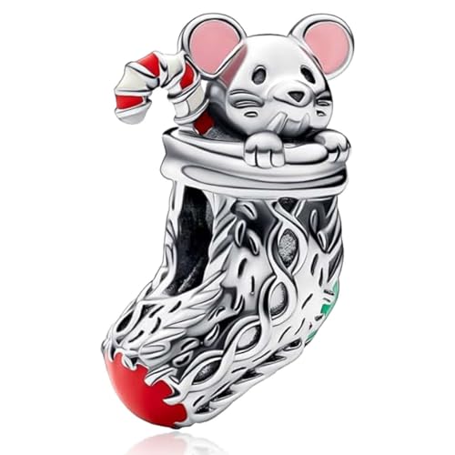 MSPOVOF Maus Strümpfe Charms 925 Sterling Silber Armbänder Anhänger 5A Cubic Zirconia Christmas Geburtstage Geschenk für Damen von MSPOVOF