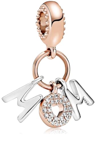 MSPOVOF Mutter Alphabet Charms 925 Sterling Silber 5A Zirkonia Anhänger für Armband Halsketten Schmuck Geschenk für Damen Frauen von MSPOVOF