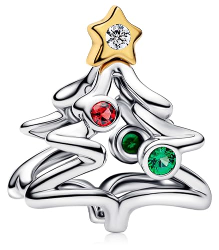 MSPOVOF Silberner Weihnachtsbaum Charms 925 Sterling Silber Armbänder Anhänger Schmuck Geschenk für Damen von MSPOVOF