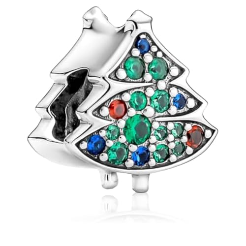 MSPOVOF Weihnachtsbaum Charms 925 Sterling Silber Armbänder Anhänger 5A Cubic Zirconia Christmas Geburtstage Geschenk für Damen von MSPOVOF