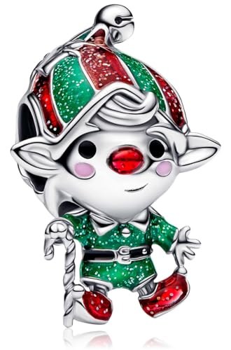 MSPOVOF Weihnachtself Charms 925 Sterling Silber Armbänder Anhänger Schmuck Geschenk für Damen von MSPOVOF