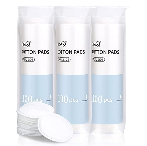 MSQ 100% Reine Wattepads 300pcs Makeup Wattepads Hypoallergen Baumwollwattepads Make up Entferner Pads zum Gesicht,Augen Sauber von MSQ