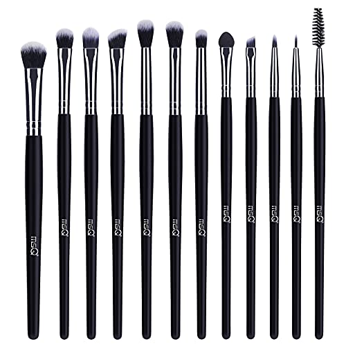 MSQ 12pcs Augen Make Up Pinsel Sets Augenpinsel Pinselset Makeup Lidschatten Pinselset Schmink Kosmetik Bürsten Lidschatten Eyeshadow Concealer Puder Lidschattenpinsel 2schwarz von MSQ