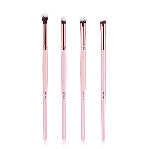 MSQ 4 Stück Rosa Augenpinsel Pinsel Set Lidschatten Pinselset Makeup Eyeshadow Augen Pinsel Schminkpinsel Set Zum Verblenden Von Lidschatten, Puder, Highlighter, Concealer von MSQ