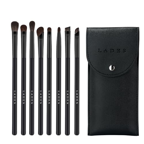 MSQ 8 Stück Lidschatten Make Up Pinsel Set Holzgriff Augen Make up Pinsel Set Portable Augenpinsel Pinselset Kosmetiktasche von MSQ