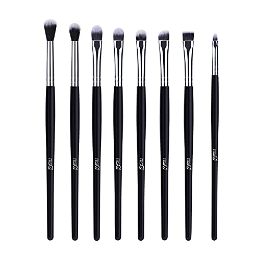 MSQ 8pcs Lidschatten Make-Up Pinsel Set Kosmetik zum Auftragen von Augen Makeup Lidschattenpinsel Set - Premium Auge Schminkpinsel Set - Super Geschenkidee Schwarz von MSQ