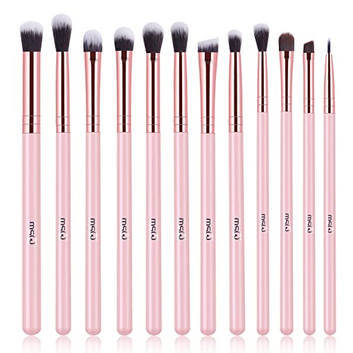 MSQ Augen Make-up Pinsel Set 12 Stück Augenpinsel Set Pinselset Makeup Zum Verblenden Von Lidschatten Puder Highlighter Concealer Lidschattenpinsel Rosa von MSQ