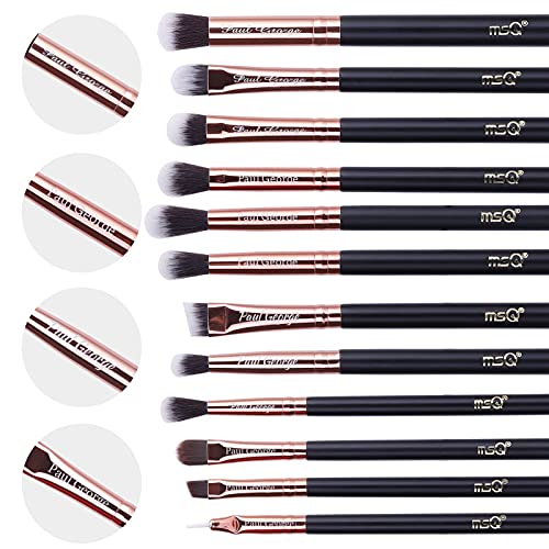 MSQ Custom Augen Make-up Pinsel Personalized Make-up Pinsel Set 12 Stück Lidschattenpinsel Customised Gravierte Name Geschenk für Lidschatten, Augenbrauen, Eyeliner, Blending Rose gold3 von MSQ