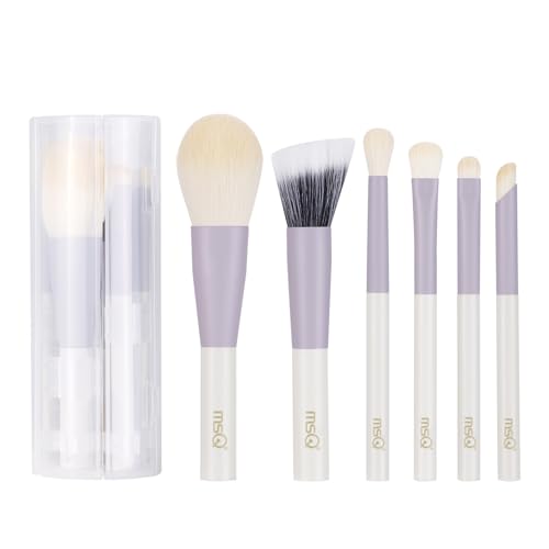 MSQ 6 Stück Mini Make-up Pinsel Set mit faltbarer Box Pulver Kosmetik Concealer Mischen Lidschatten Pinsel Sets von MSQ