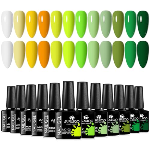 MSRUIOO UV Nagellack Grün Gel Nagellack 12 Farben Gelb Orange Grasrün Olivgrün Dunkelgrün Serie UV Gel Nail Polish Soak-Off Shellac Set Maniküre Kit MSRUIOO UV Nagellack Grün Gel Nagellack 12 Farben Gelb Orange Grasrün Olivgrün Dunkelgrün Serie UV Gel Nail Polish Soak-Off Shellac Set Maniküre Kit von MSRUIOO
