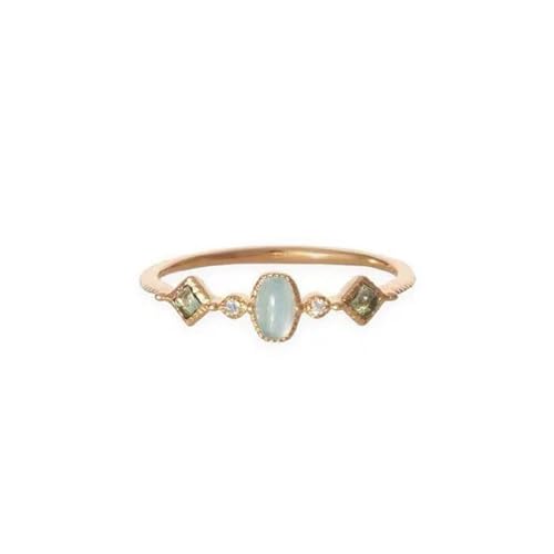 MSSCER Damen-Ring aus 925er-Sterlingsilber, Korallen-Edelstein-Ring, natürlicher Aquamarin-Ring, natürlicher Labradorit-Armband (Color : Aquamarine_No.4) von MSSCER