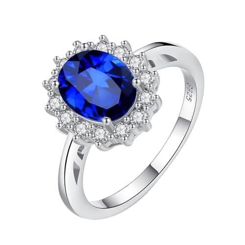 MSSCER Damen-Ring mit rotem Edelstein, klassischer Ring aus S925-Silber, Kaschmir-Saphir-Schmuck, grünes Armband (Color : Blue_No.8) von MSSCER