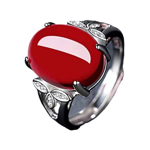 MSSCER Damen-Ring mit vier Krallen, Taubenblut-Rubin, europäischer und amerikanischer Retro-Ring, Smaragd-Turmalin-Verlobungsring (Color : Red_Adjustableopening) von MSSCER