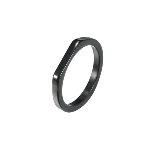 MSSCER Schlichter Ring aus Edelstahl for Damen, Gold, Silber, Schwarz, klassischer Ring, Paarschmuck, Geschenke (Color : Black Color_6) von MSSCER