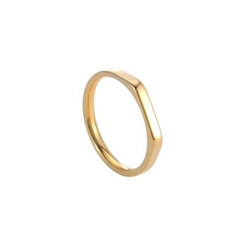 MSSCER Schlichter Ring aus Edelstahl for Damen, Gold, Silber, Schwarz, klassischer Ring, Paarschmuck, Geschenke (Color : Gold Color_10) von MSSCER
