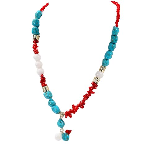 MSSIEJEW Boho-Hippie-Keramikperlen, Strang-Halskette, bunte Keramikperlen, Strang-Halskette, Bohemian-Schmuck für Damen, Large, Keramik, Kein Edelstein von MSSIEJEW