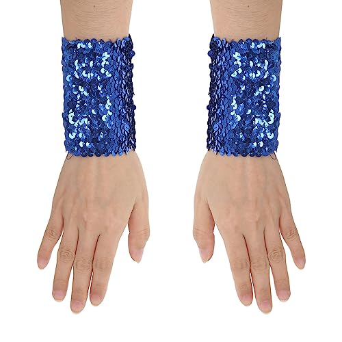 MSemis 1 Paar Damen Glänzende Pailletten Handschuhe kurz Fingerlose Armstulpen Abnehmbarer Wrist Stulpen Stretchy Manschetten Performance Cosplay Kostüm Blau - Einheitsgröße MSemis 1 Paar Damen Glänzende Pailletten Handschuhe kurz Fingerlose Armstulpen Abnehmbarer Wrist Stulpen Stretchy Manschetten Performance Cosplay Kostüm Blau - Einheitsgröße von MSemis