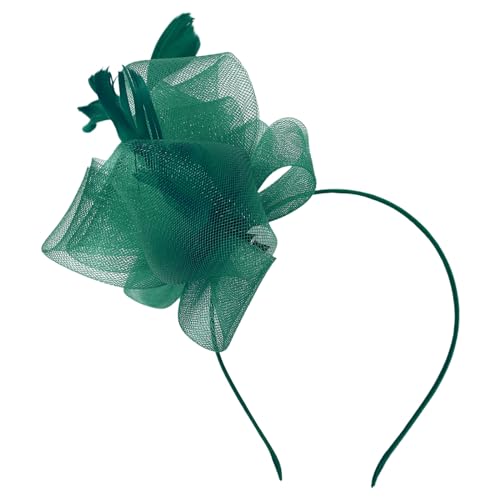 MSemis 1920s Damen Elegant Fascinator Stirnband Vintage Feder Haarschleife Haarreif Hochzeit Fascinator Haarband Cocktail Party Accessoires Grün B One Size von MSemis