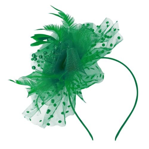 MSemis 1920s Damen Elegant Fascinator Stirnband Vintage Feder Haarschleife Haarreif Hochzeit Fascinator Haarband Cocktail Party Accessoires Grün C One Size von MSemis