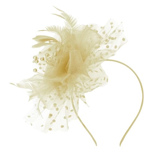 MSemis 1920s Damen Elegant Fascinator Stirnband Vintage Feder Haarschleife Haarreif Hochzeit Fascinator Haarband Cocktail Party Accessoires Weiß C One Size von MSemis