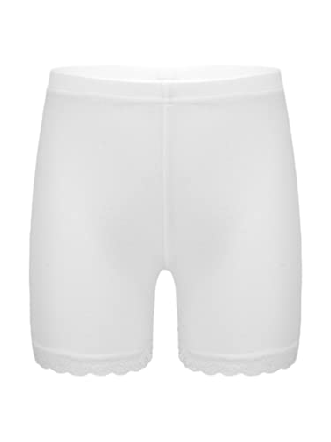 MSemis 6 Stück Mädchen Unterhose Sicherheitskleid Sportliche Kinder Baumwollene EinfarbigeTanz Shorts Pantys Höschen Weiß 134-140 von MSemis