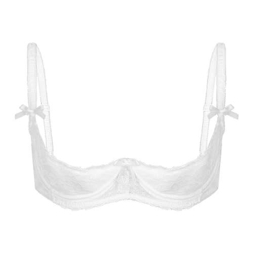 MSemis Damen Hebe BH Ouvert Dessous Spitze Bustier Bralette Brustfrei BH Reizvolle Oberteil Erotik Unterwäsche Lingerie Weiß M von MSemis
