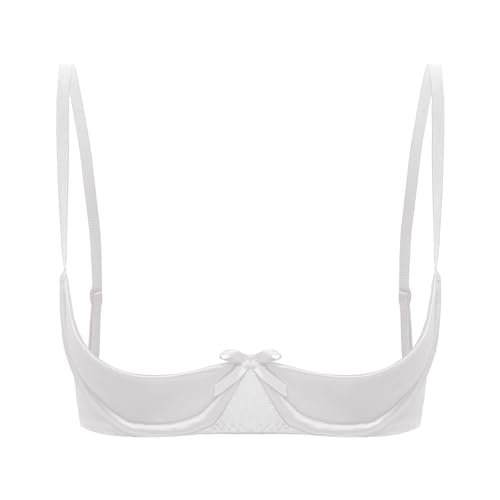 MSemis Damen Hebe BH Push Up Bra Tops Offene Brust BH mit Bügel Unterbrust Korsett Gepolsterte Bustier Büstenhalter Unterwäsche Weiß G M von MSemis